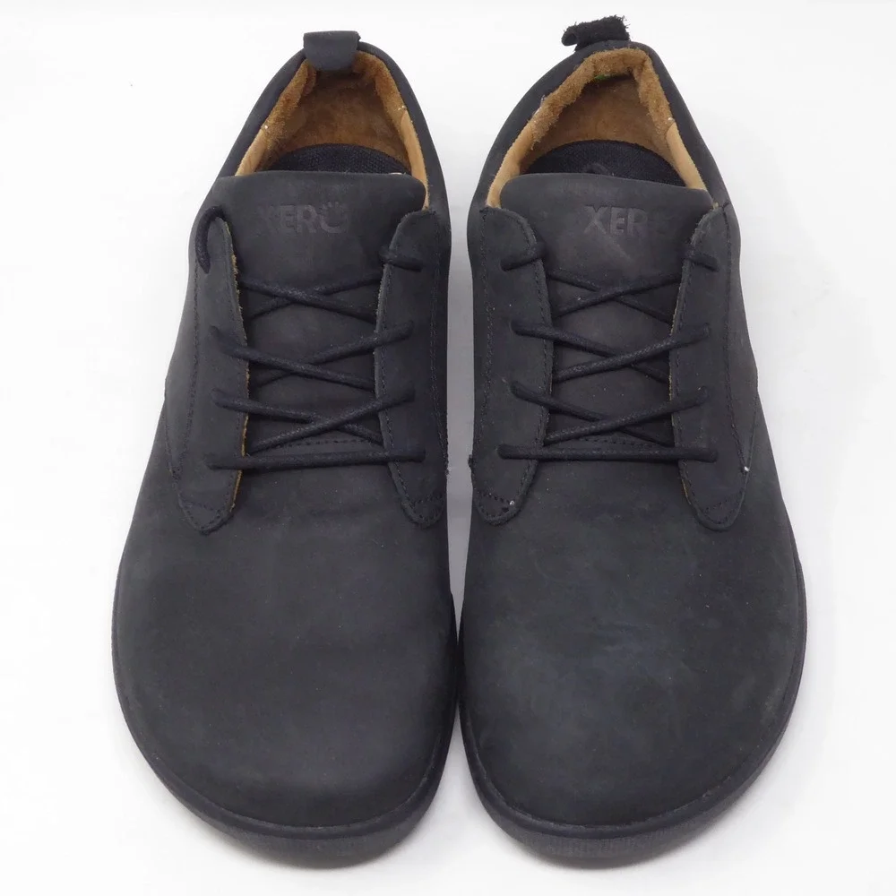 Xero Shoes Mens Glenn Oxford Black Leather Barefoot Casual Sneakers 10